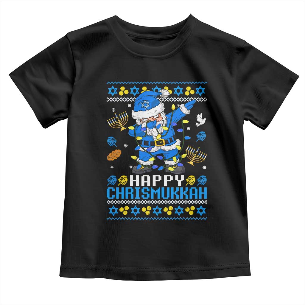 Happy Chrismukkah Merry Christmas Hanukkah Toddler T Shirt Dabbing Santa Ugly Chanukah Jewish