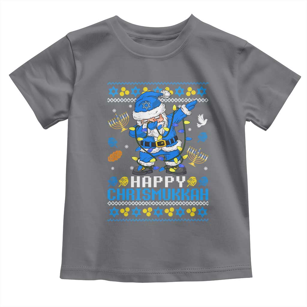 Happy Chrismukkah Merry Christmas Hanukkah Toddler T Shirt Dabbing Santa Ugly Chanukah Jewish