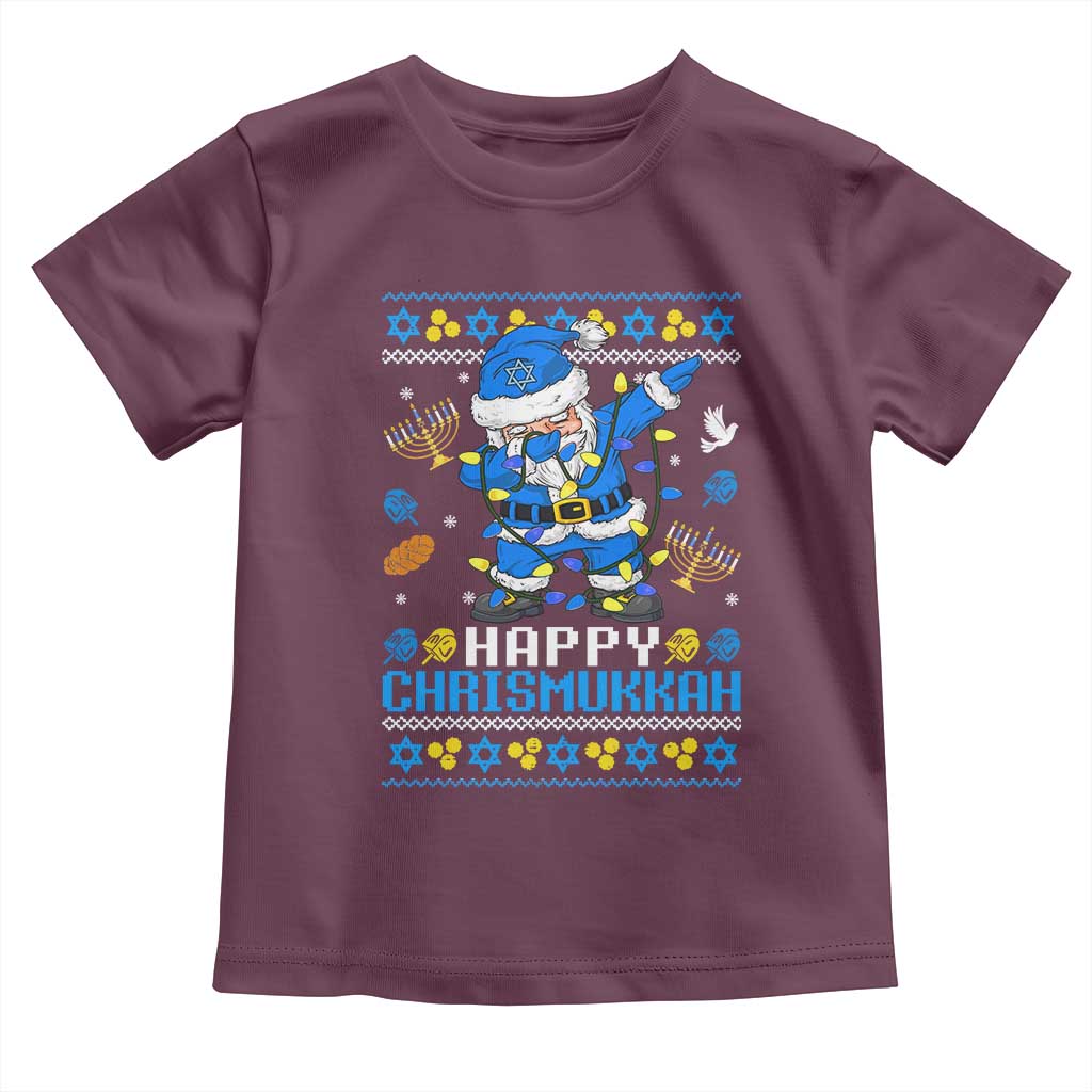Happy Chrismukkah Merry Christmas Hanukkah Toddler T Shirt Dabbing Santa Ugly Chanukah Jewish