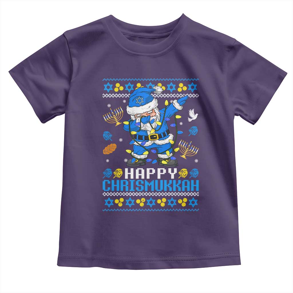 Happy Chrismukkah Merry Christmas Hanukkah Toddler T Shirt Dabbing Santa Ugly Chanukah Jewish