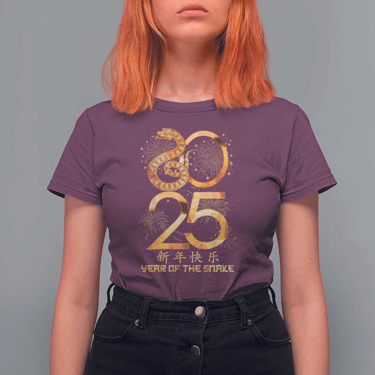 Lunar New Year 2025 T Shirt For Women Chinese Year Of The Snake - Wonder Print Shop