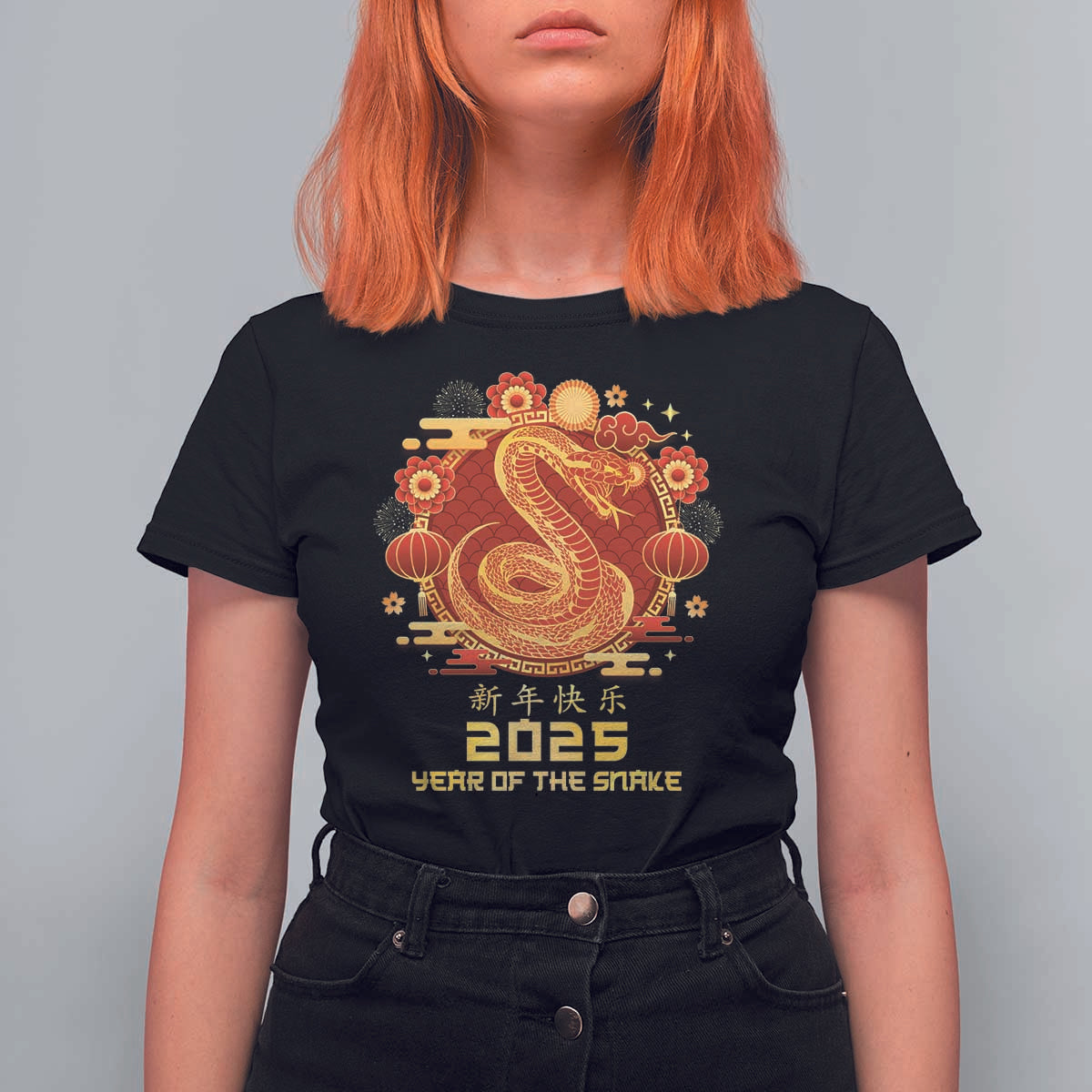 Year Of The Snake 2025 Lunar New Year T Shirt For Women - Wonder Print Shop