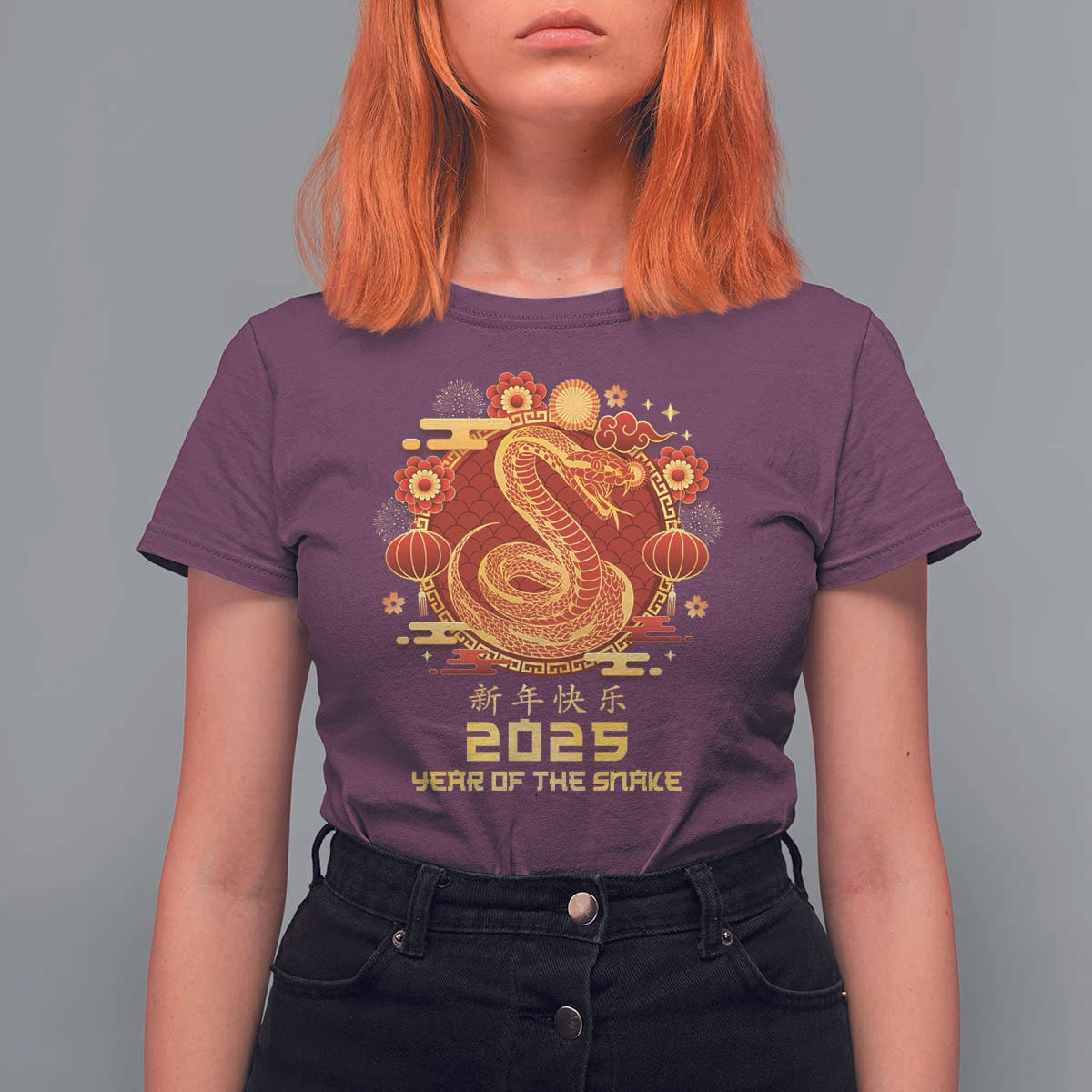 Year Of The Snake 2025 Lunar New Year T Shirt For Women - Wonder Print Shop