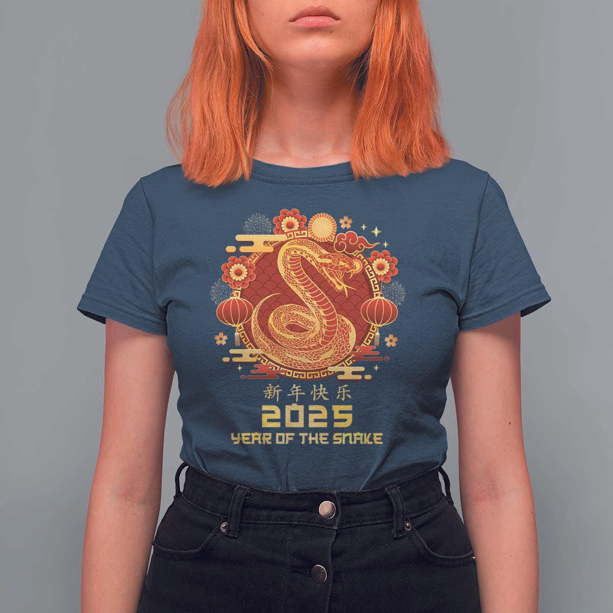Year Of The Snake 2025 Lunar New Year T Shirt For Women - Wonder Print Shop