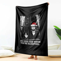 Stranger Christmas Throw Blanket Funny Murray He Sees You Vintage - Wonder Print Shop