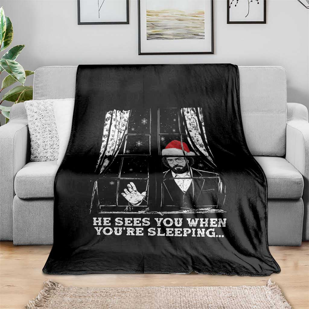 Stranger Christmas Throw Blanket Funny Murray He Sees You Vintage - Wonder Print Shop