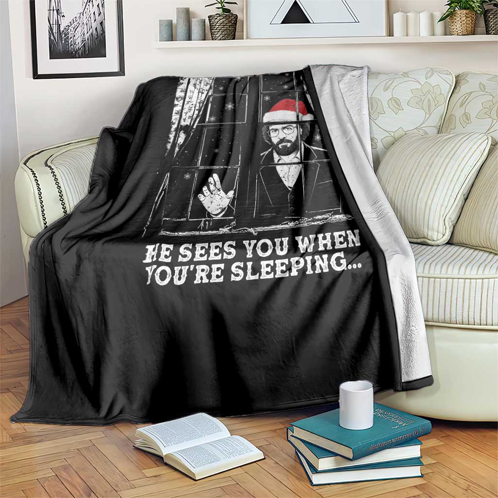 Stranger Christmas Throw Blanket Funny Murray He Sees You Vintage - Wonder Print Shop