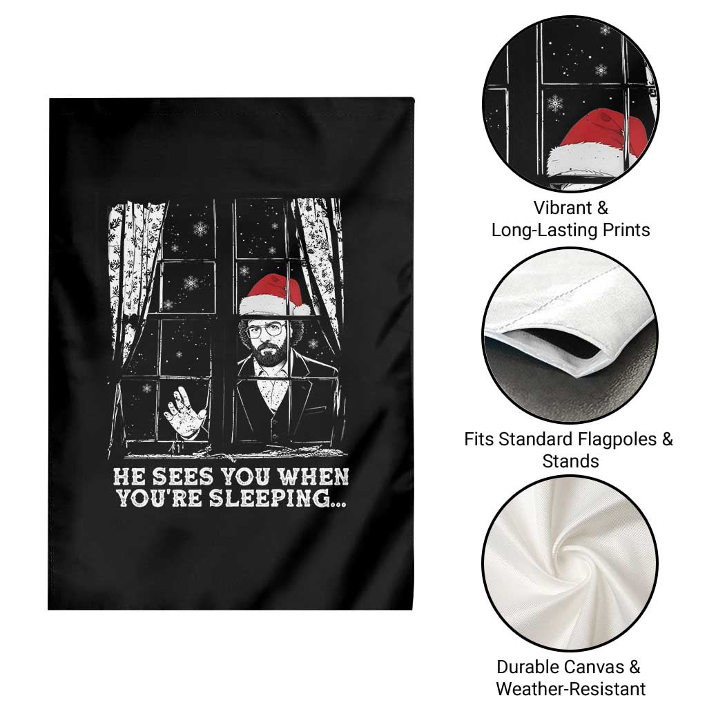Stranger Christmas Garden Flag Funny Murray He Sees You Vintage - Wonder Print Shop