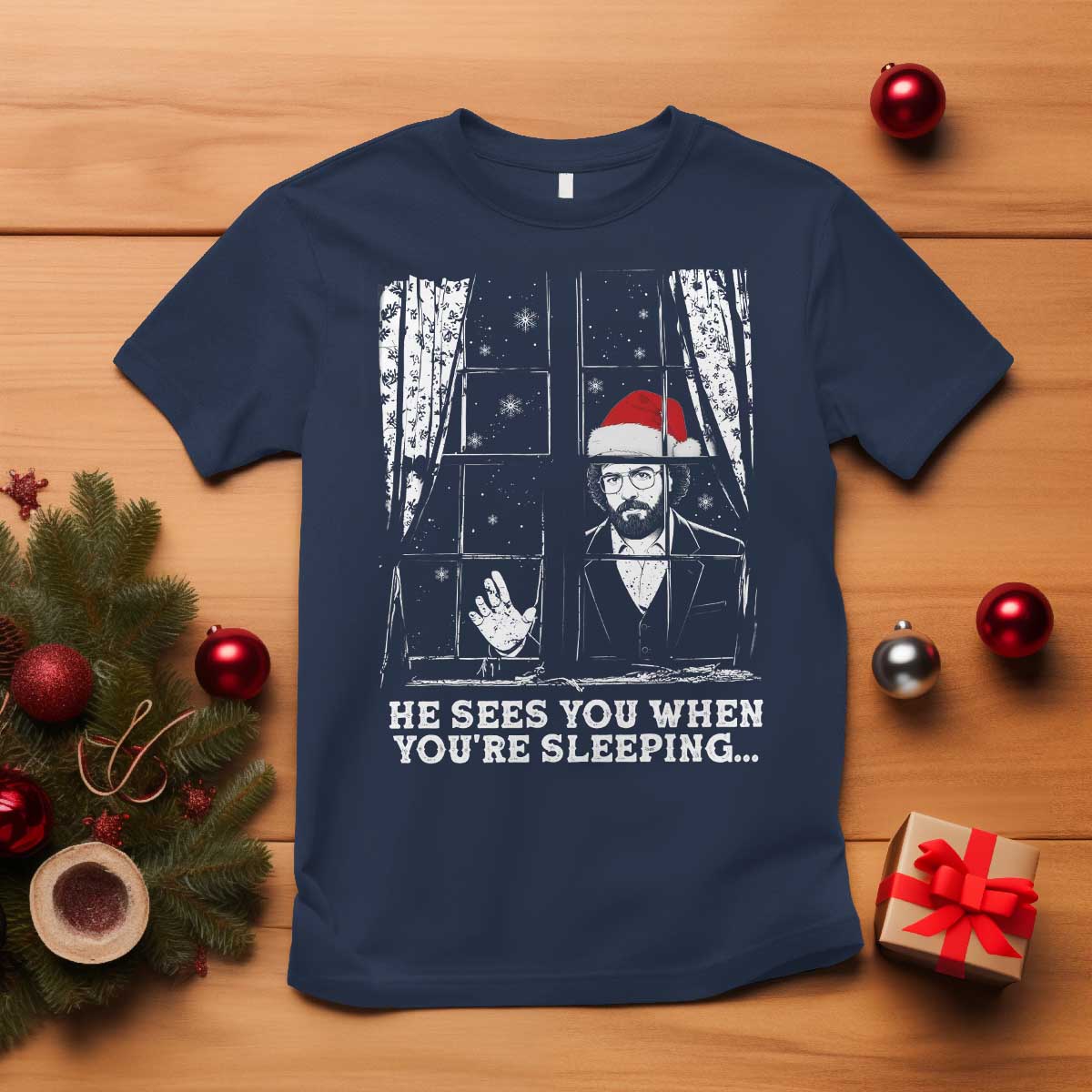 Stranger Christmas T Shirt Funny Murray He Sees You Vintage - Wonder Print Shop
