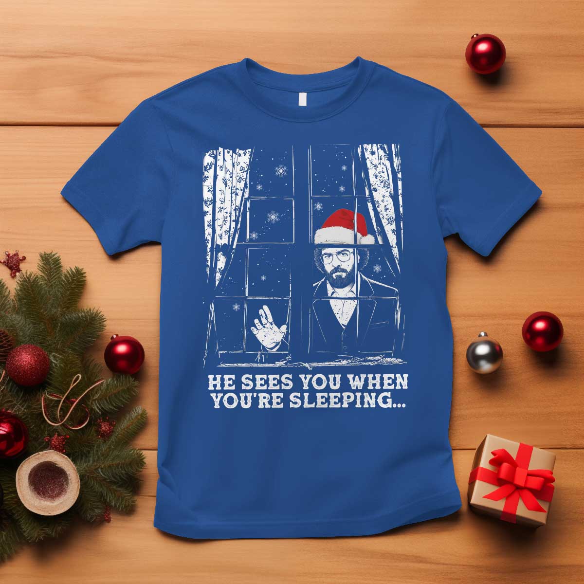 Stranger Christmas T Shirt Funny Murray He Sees You Vintage - Wonder Print Shop