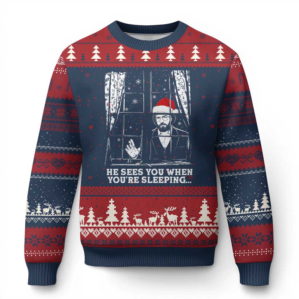 Stranger Xmas Ugly Christmas Sweater Funny Murray He Sees You Vintage - Wonder Print Shop