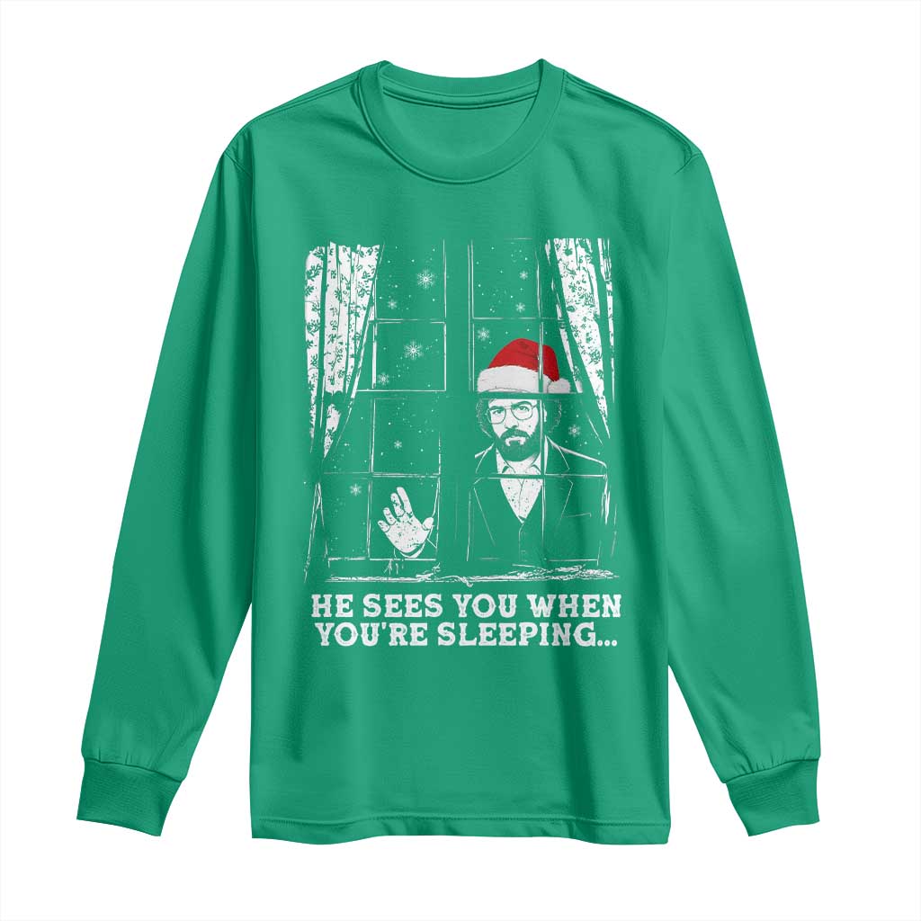 Stranger Christmas Long Sleeve Shirt Funny Murray He Sees You Vintage - Wonder Print Shop