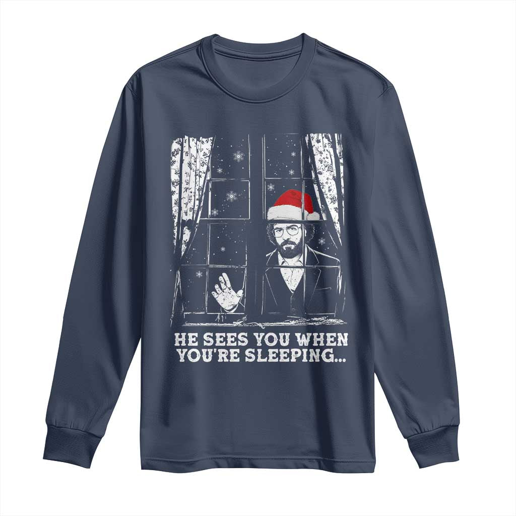 Stranger Christmas Long Sleeve Shirt Funny Murray He Sees You Vintage - Wonder Print Shop