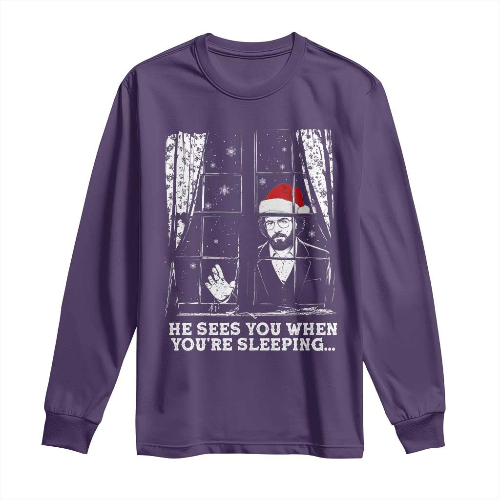 Stranger Christmas Long Sleeve Shirt Funny Murray He Sees You Vintage - Wonder Print Shop