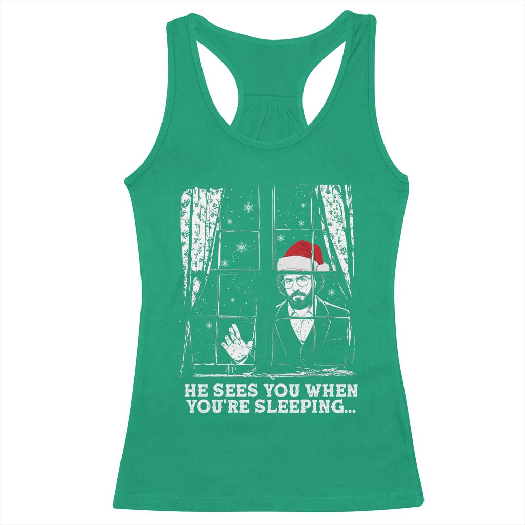 Stranger Christmas Racerback Tank Top Funny Murray He Sees You Vintage - Wonder Print Shop