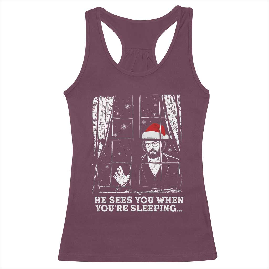 Stranger Christmas Racerback Tank Top Funny Murray He Sees You Vintage - Wonder Print Shop