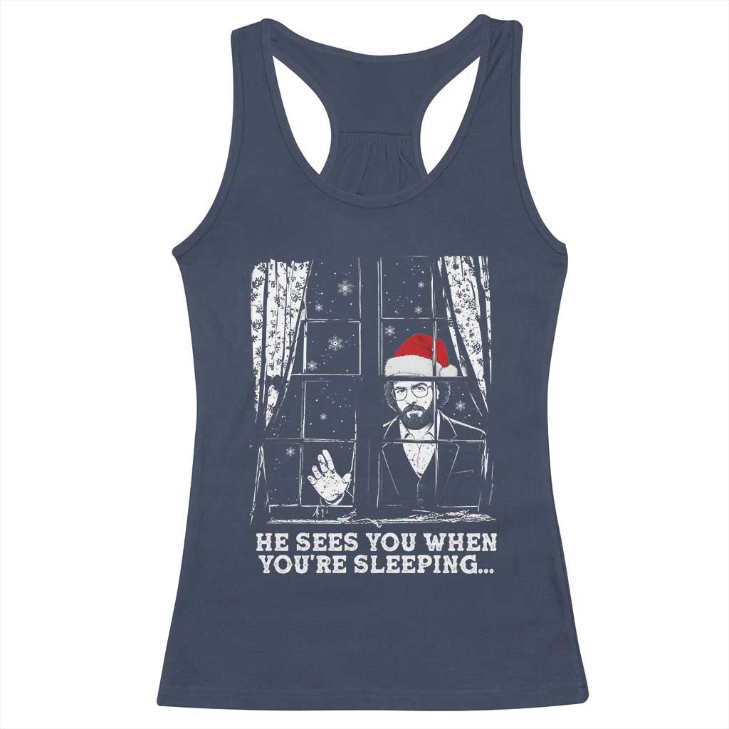 Stranger Christmas Racerback Tank Top Funny Murray He Sees You Vintage - Wonder Print Shop