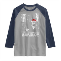 Stranger Christmas Raglan Shirt Funny Murray He Sees You Vintage - Wonder Print Shop