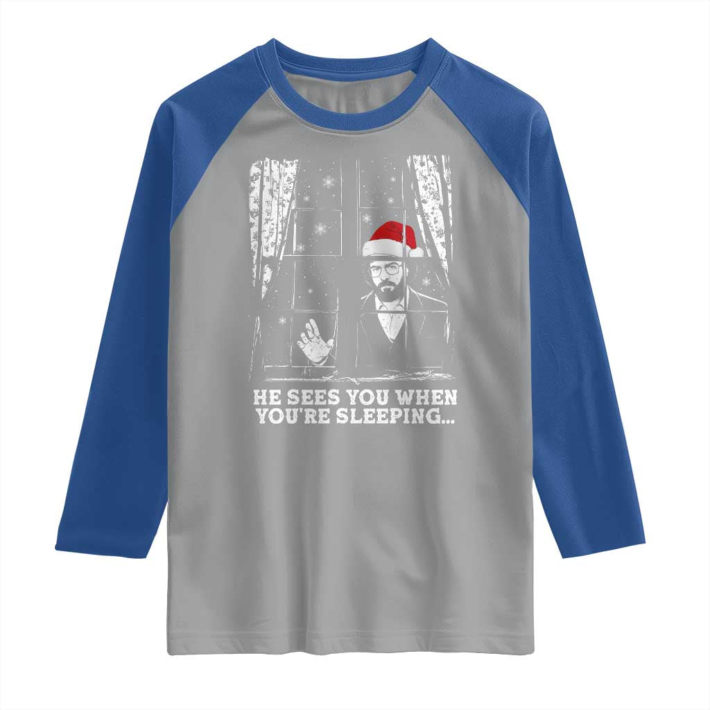 Stranger Christmas Raglan Shirt Funny Murray He Sees You Vintage - Wonder Print Shop