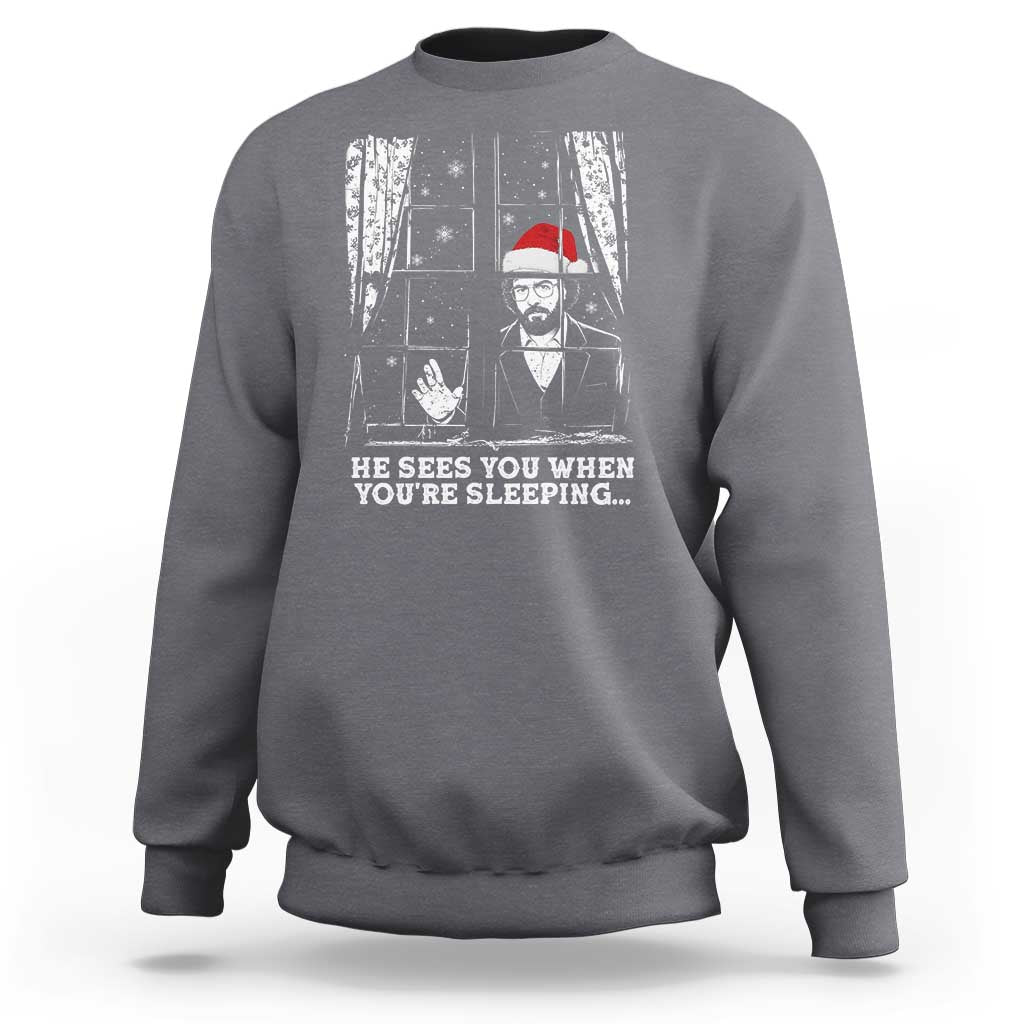 Stranger Christmas Sweatshirt Funny Murray He Sees You Vintage - Wonder Print Shop