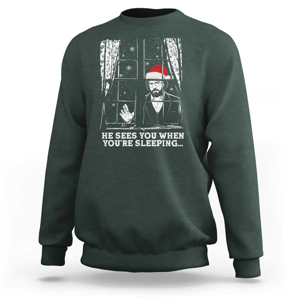 Stranger Christmas Sweatshirt Funny Murray He Sees You Vintage - Wonder Print Shop