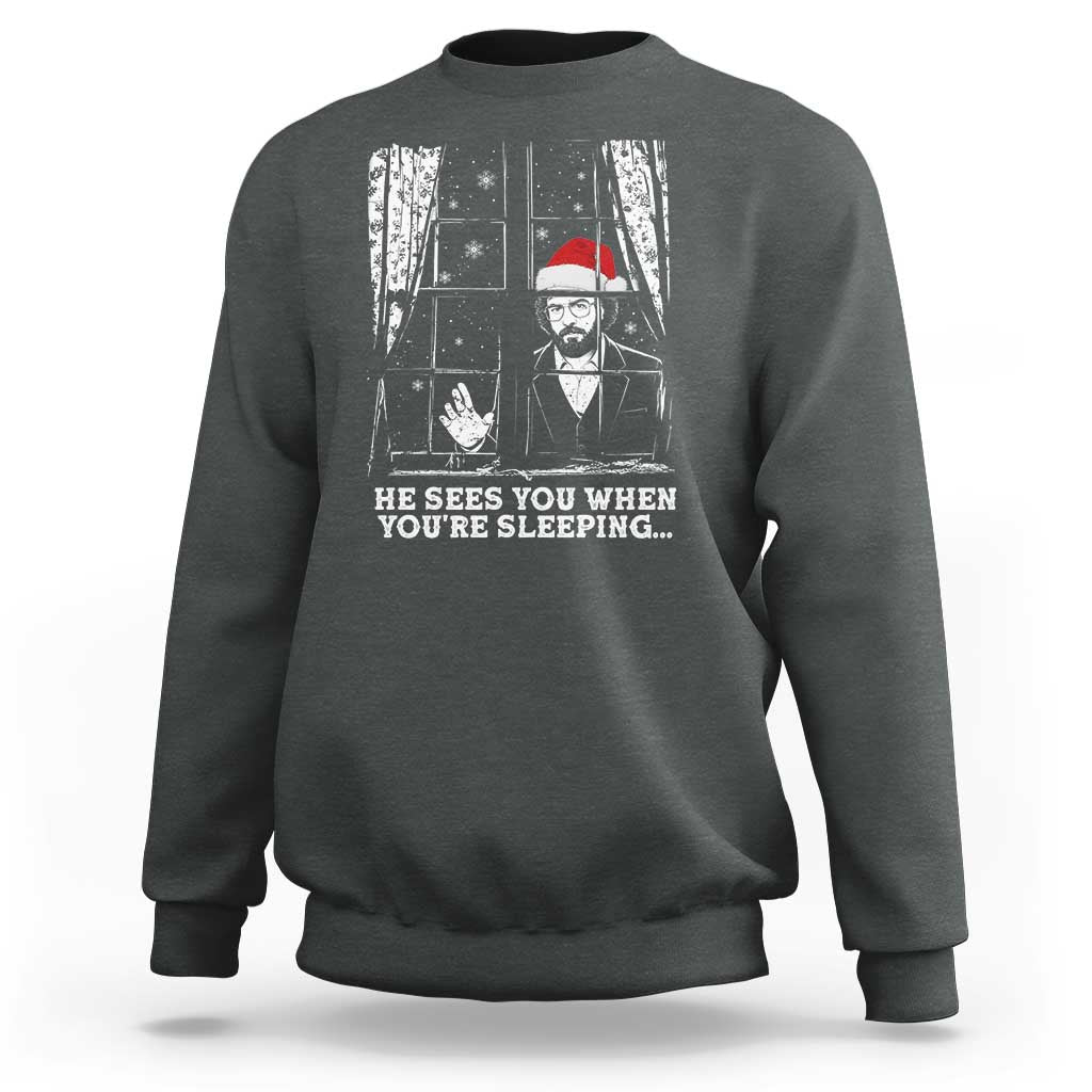 Stranger Christmas Sweatshirt Funny Murray He Sees You Vintage - Wonder Print Shop
