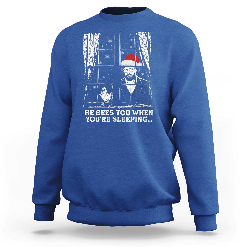 Stranger Christmas Sweatshirt Funny Murray He Sees You Vintage - Wonder Print Shop