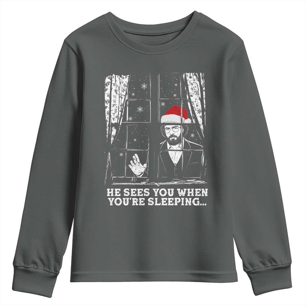 Stranger Christmas Youth Sweatshirt Funny Murray He Sees You Vintage - Wonder Print Shop