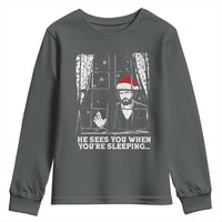 Stranger Christmas Youth Sweatshirt Funny Murray He Sees You Vintage - Wonder Print Shop