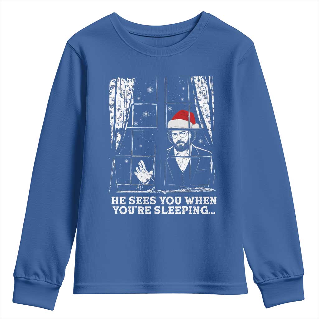 Stranger Christmas Youth Sweatshirt Funny Murray He Sees You Vintage - Wonder Print Shop
