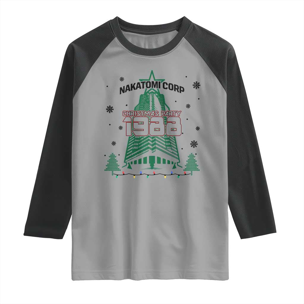 Vintage Nakatomi Plaza 1988 Christmas Party Raglan Shirt - Wonder Print Shop