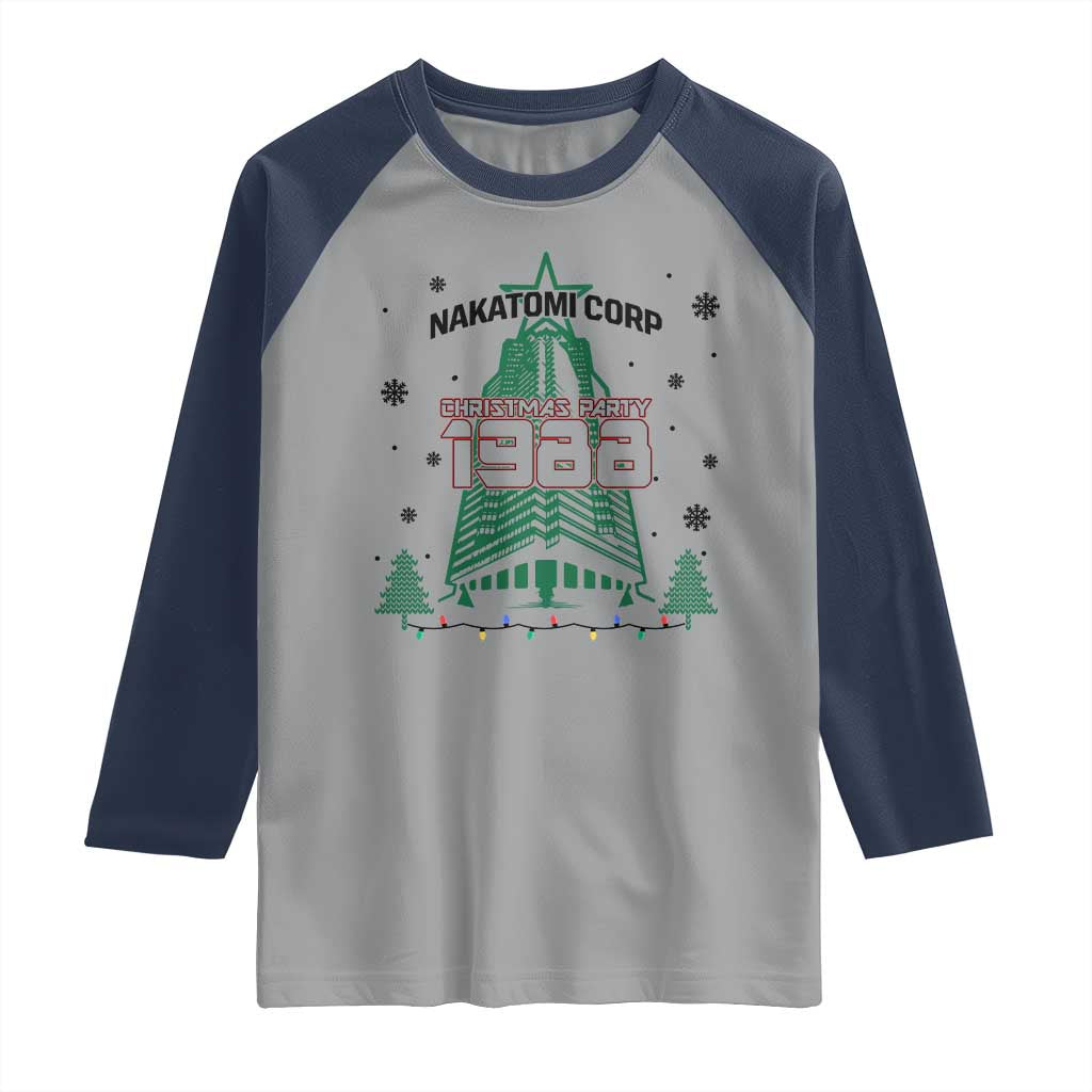Vintage Nakatomi Plaza 1988 Christmas Party Raglan Shirt - Wonder Print Shop