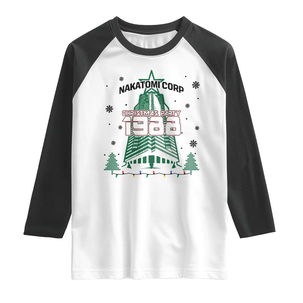 Vintage Nakatomi Plaza 1988 Christmas Party Raglan Shirt - Wonder Print Shop
