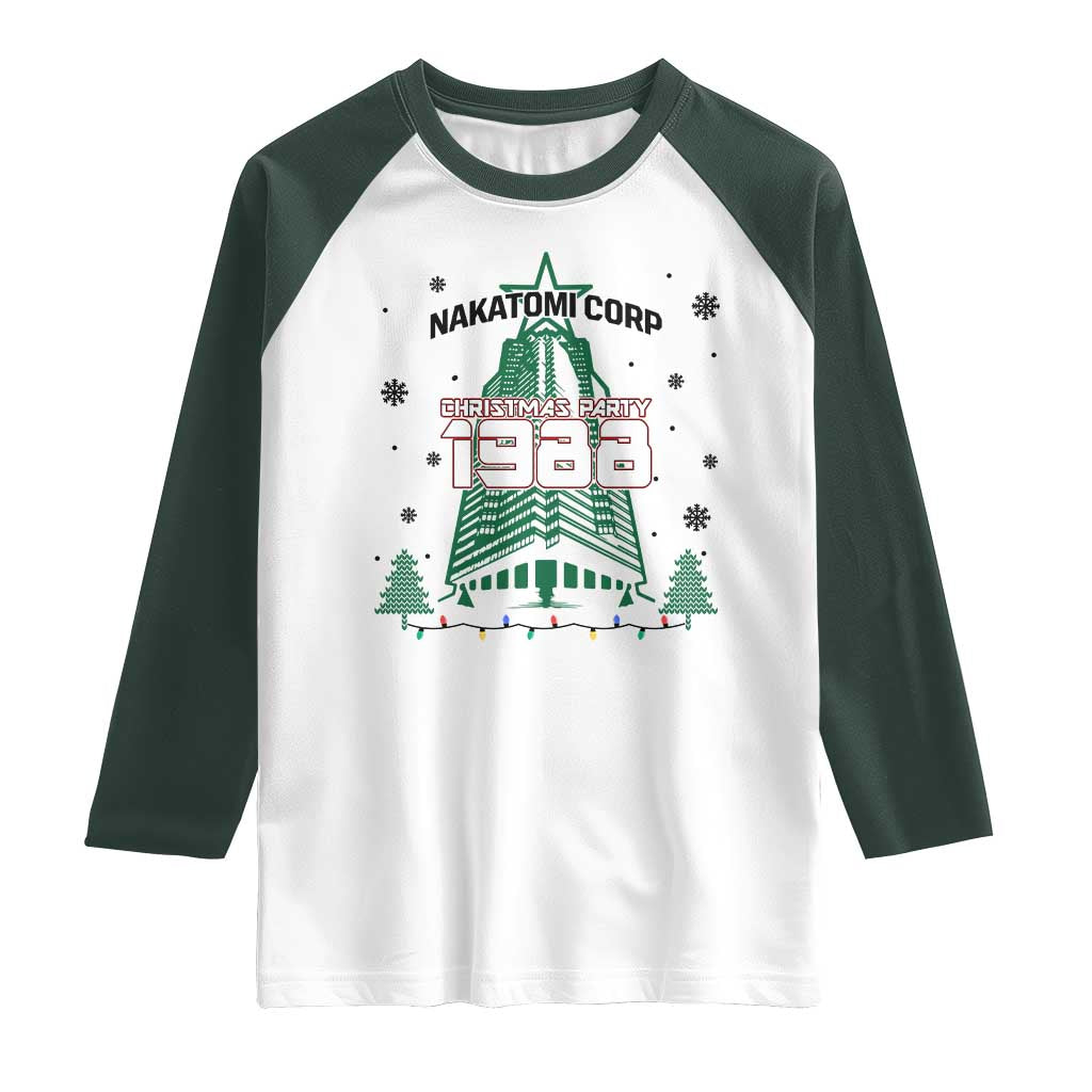 Vintage Nakatomi Plaza 1988 Christmas Party Raglan Shirt - Wonder Print Shop