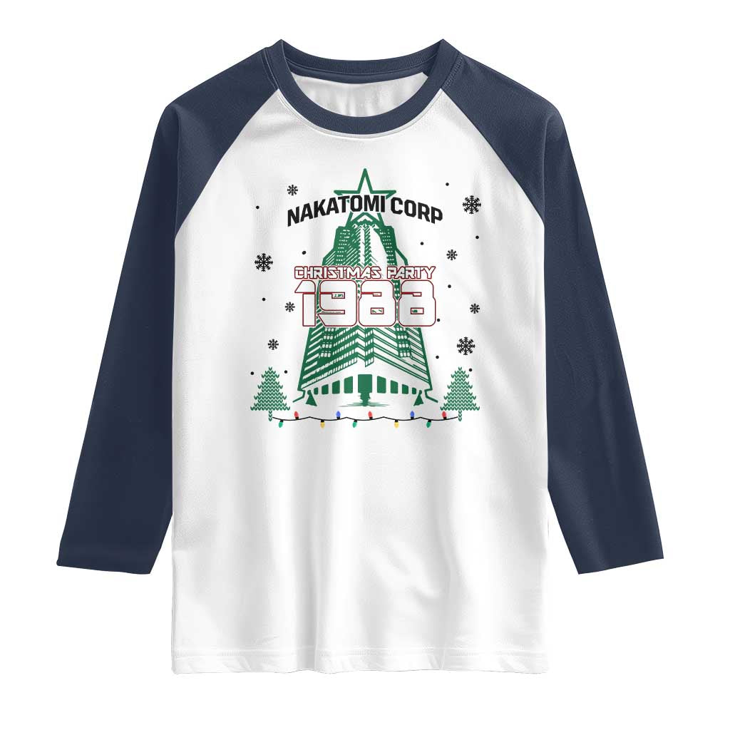 Vintage Nakatomi Plaza 1988 Christmas Party Raglan Shirt - Wonder Print Shop