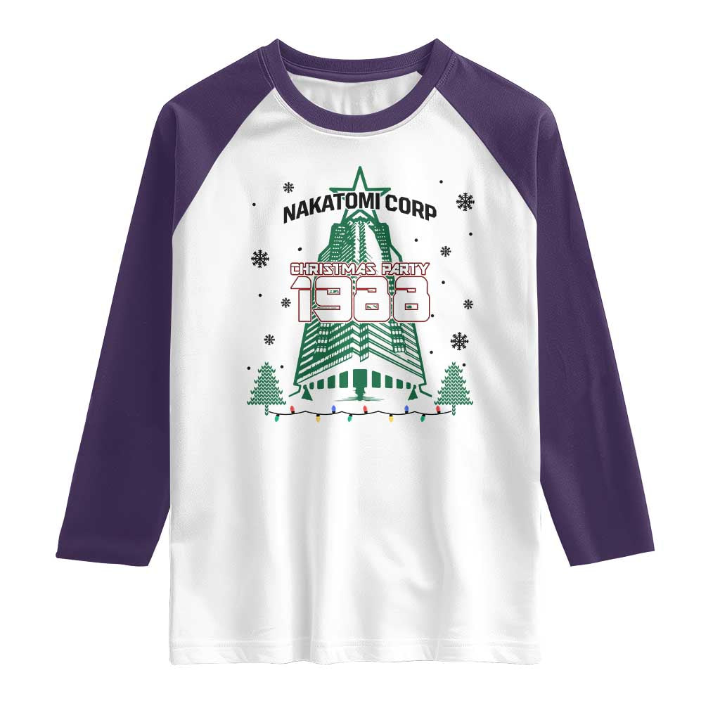Vintage Nakatomi Plaza 1988 Christmas Party Raglan Shirt - Wonder Print Shop
