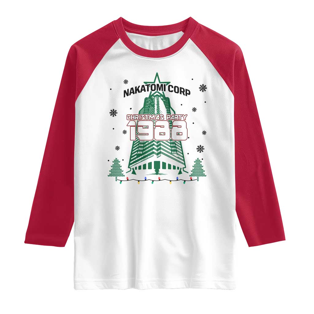 Vintage Nakatomi Plaza 1988 Christmas Party Raglan Shirt - Wonder Print Shop