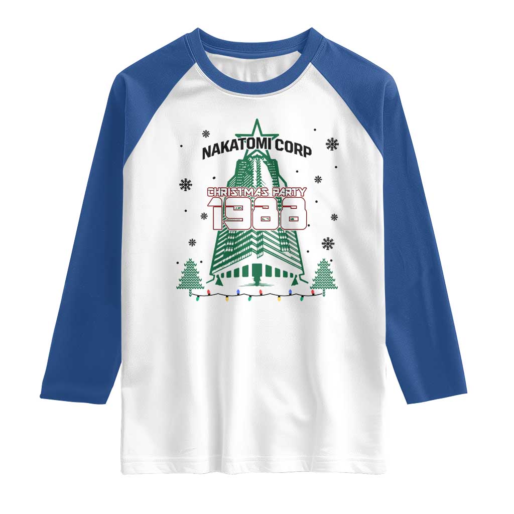 Vintage Nakatomi Plaza 1988 Christmas Party Raglan Shirt - Wonder Print Shop
