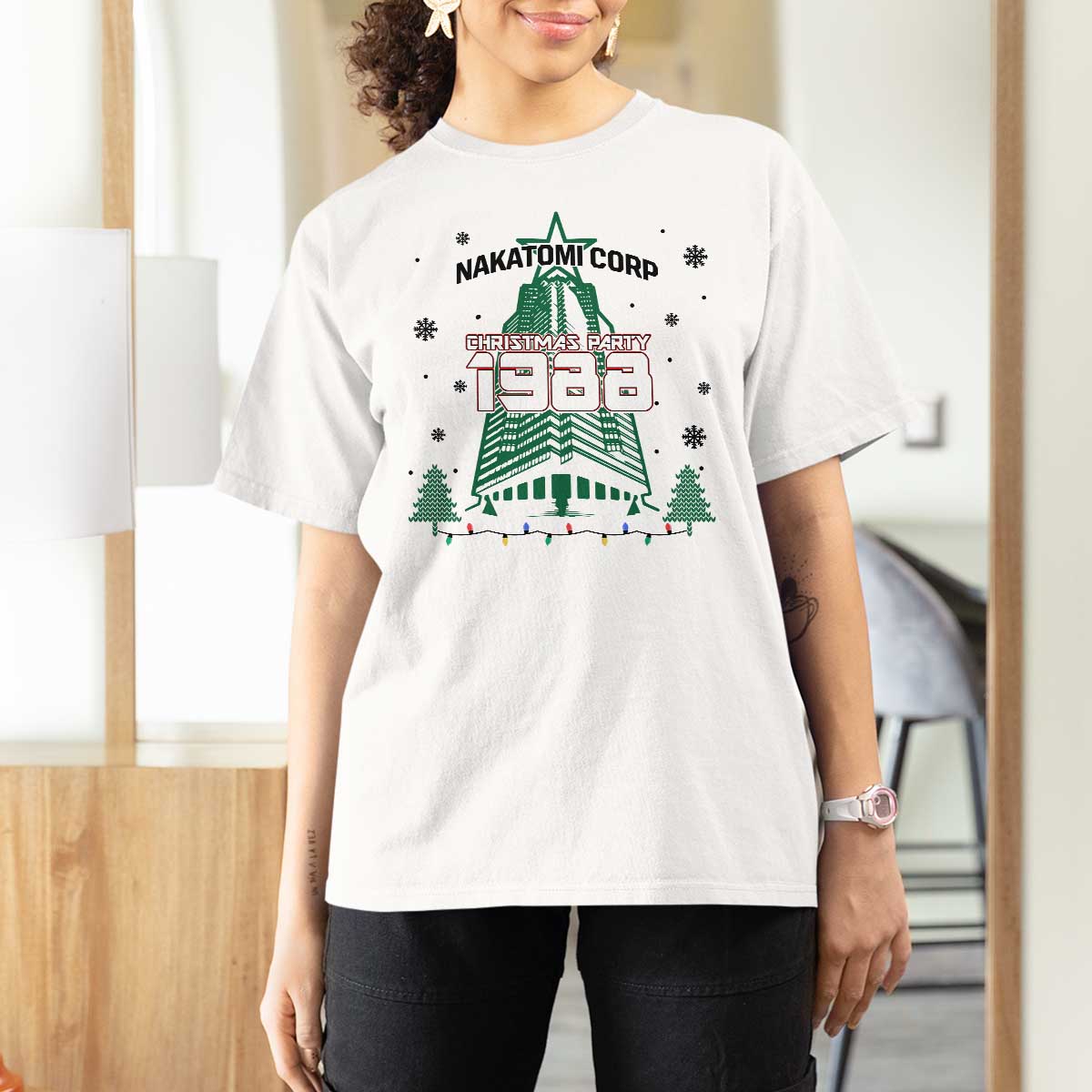 Vintage Nakatomi Plaza 1988 Christmas Party T Shirt For Women - Wonder Print Shop