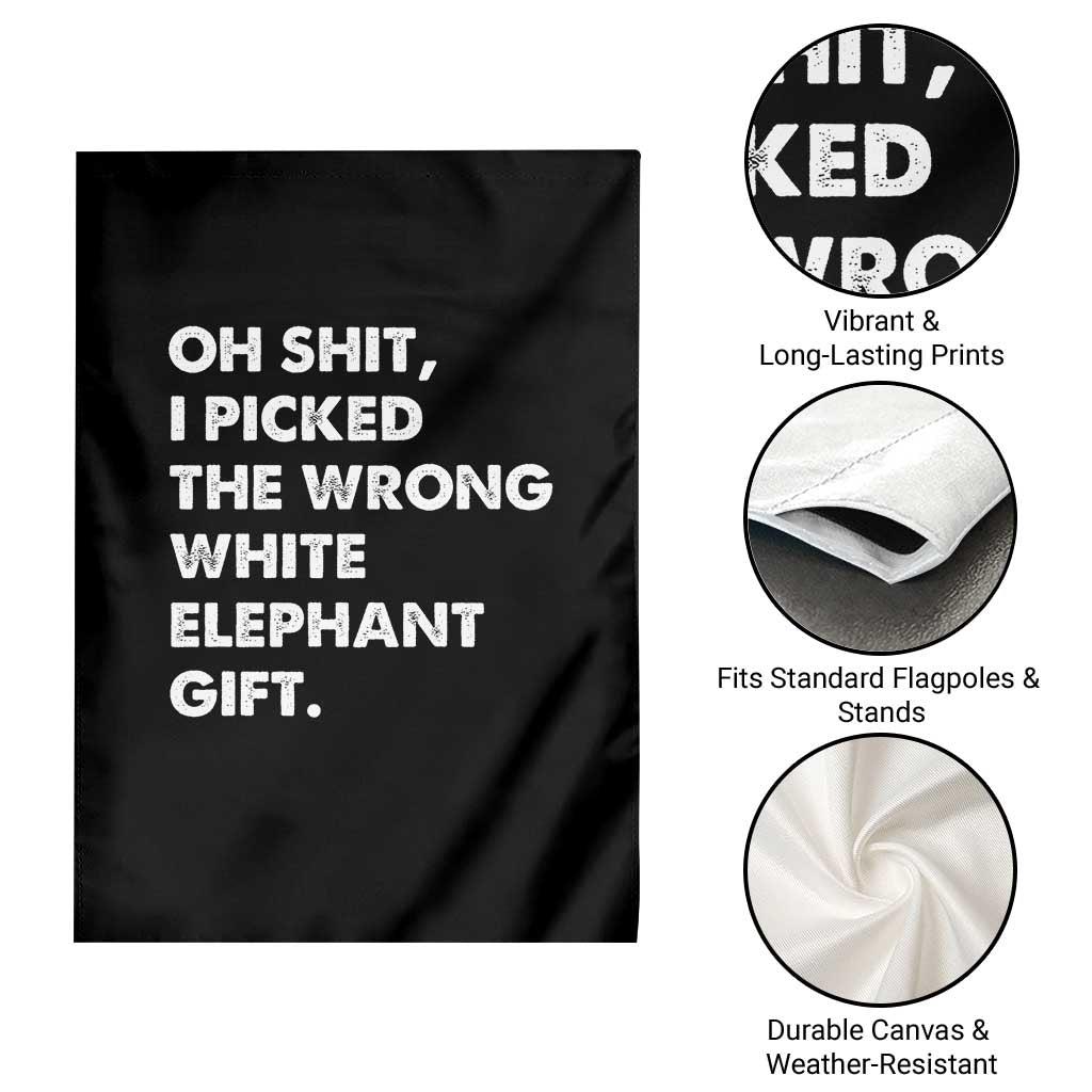 Oh Shit Funny White Elephant Gifts Garden Flag - Wonder Print Shop