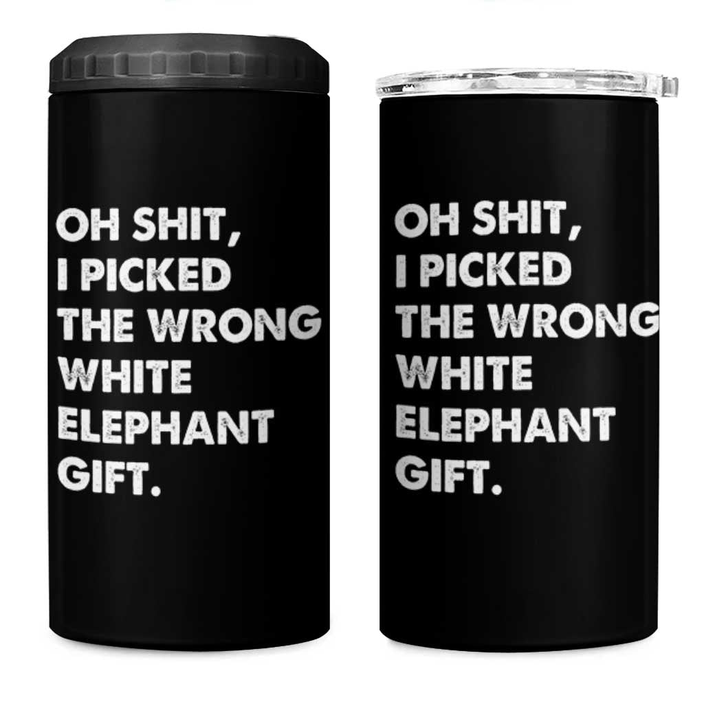 Oh Shit Funny White Elephant Gifts 4 in 1 Can Cooler Tumbler - Wonder Print Shop