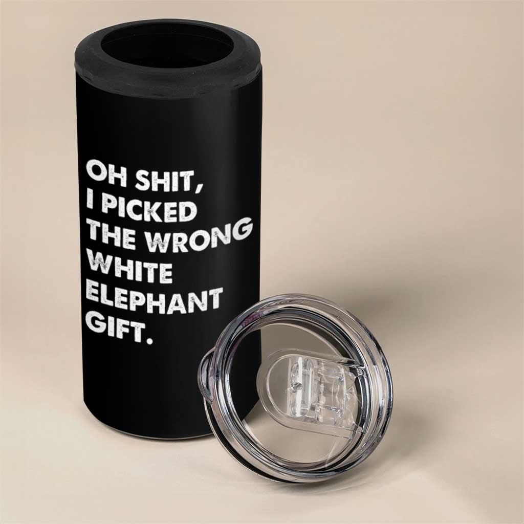 Oh Shit Funny White Elephant Gifts 4 in 1 Can Cooler Tumbler - Wonder Print Shop