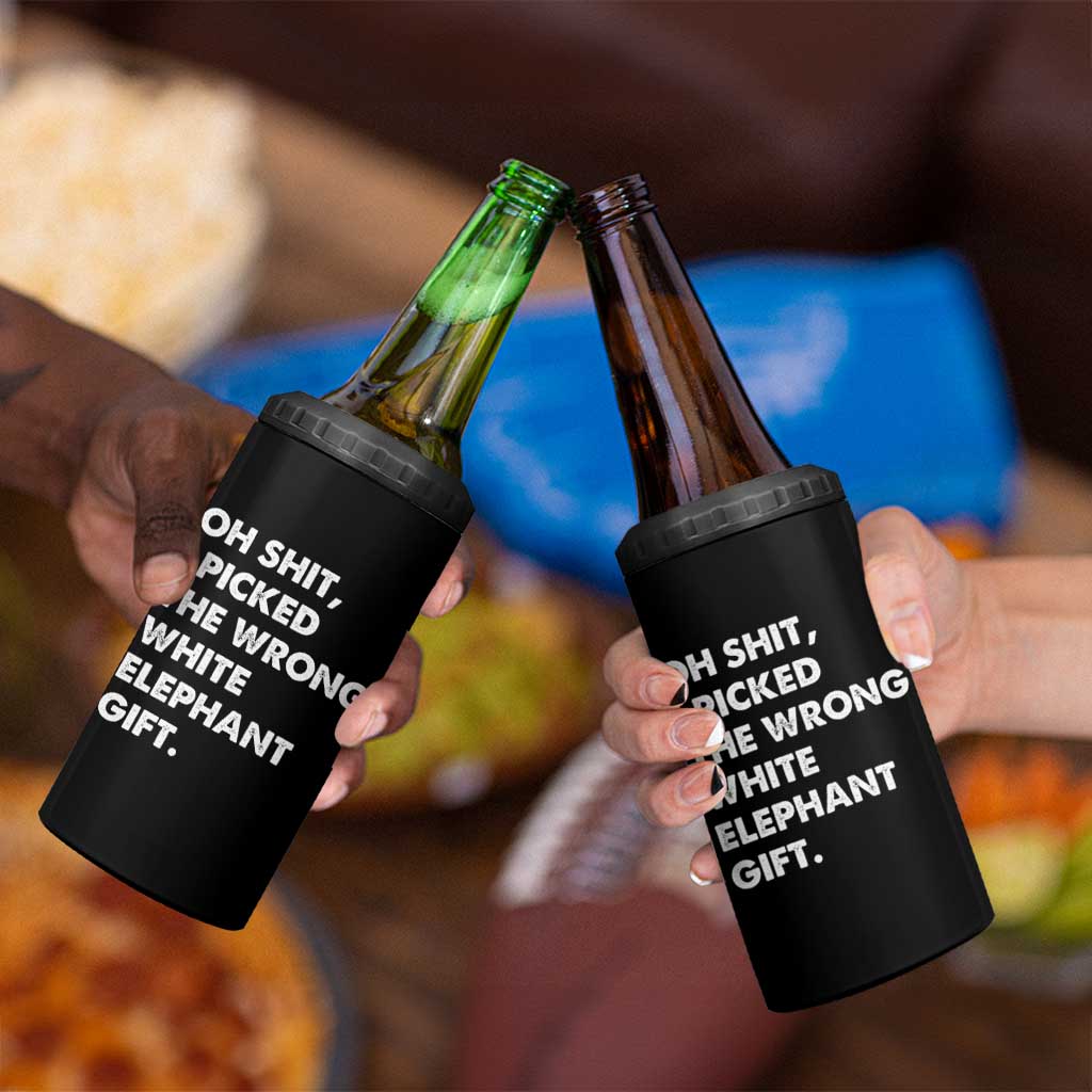 Oh Shit Funny White Elephant Gifts 4 in 1 Can Cooler Tumbler - Wonder Print Shop