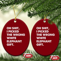 Oh Shit Funny White Elephant Gifts Ceramic Ornament - Wonder Print Shop