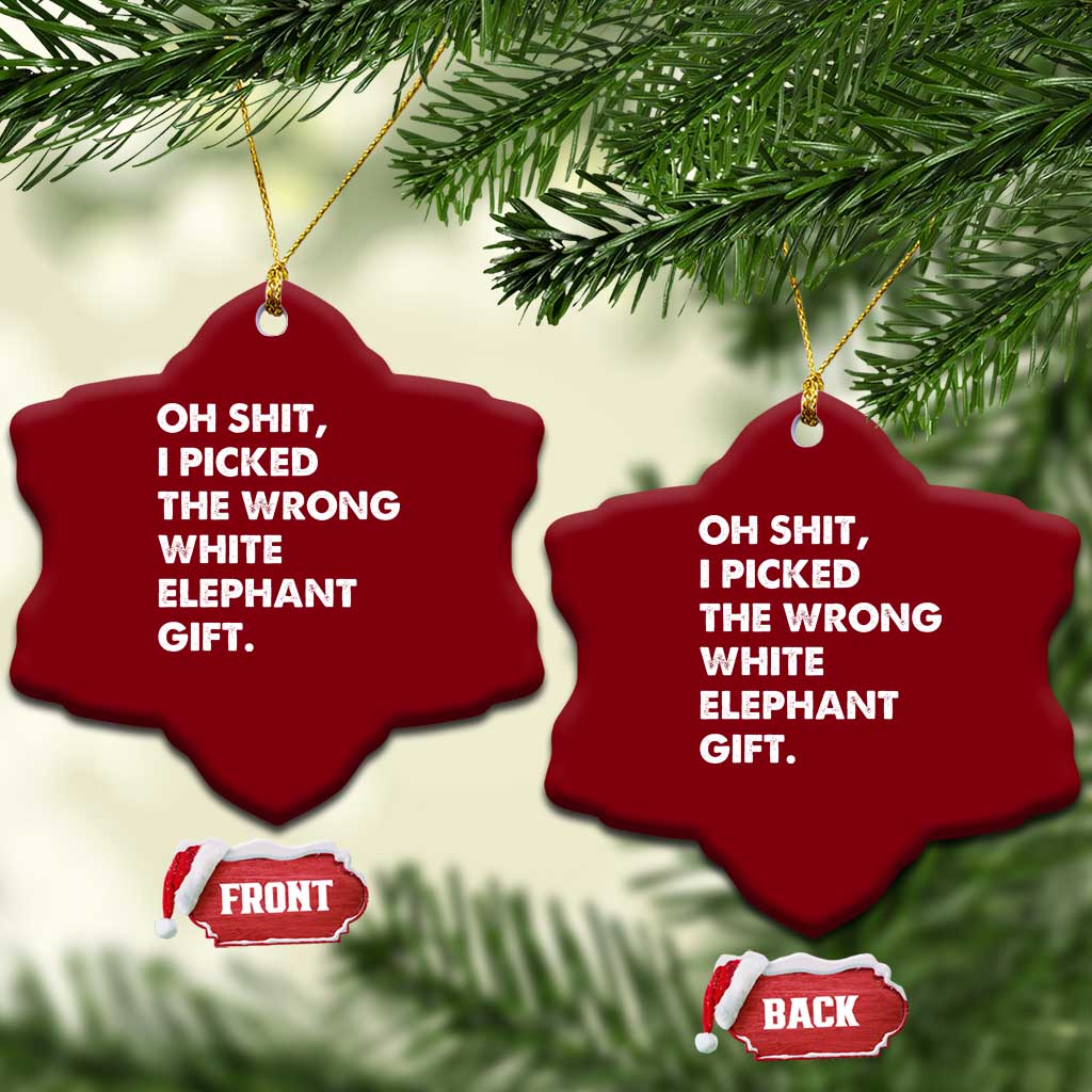 Oh Shit Funny White Elephant Gifts Ceramic Ornament - Wonder Print Shop