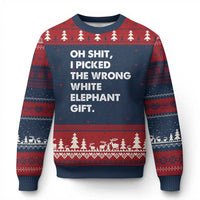 Oh Shit Funny White Elephant Gifts Ugly Christmas Sweater - Wonder Print Shop