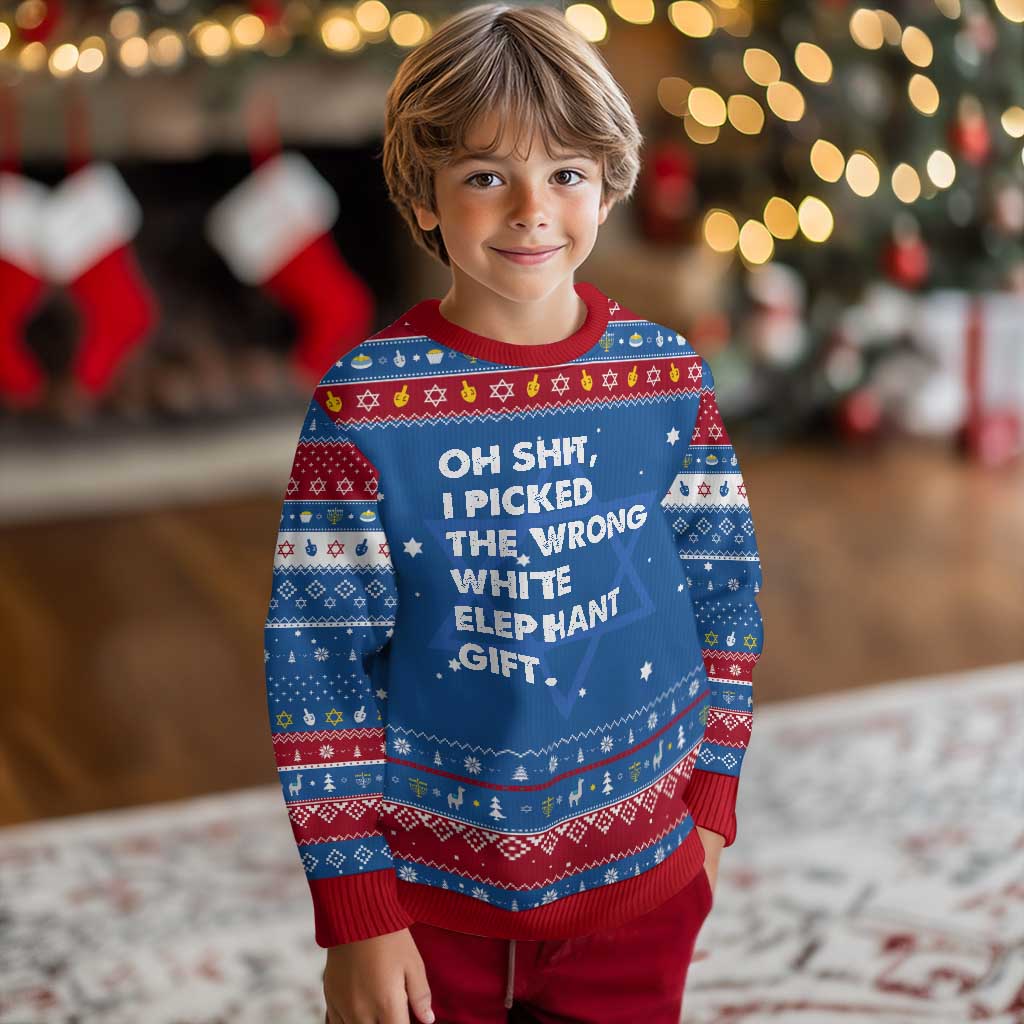 Oh Shit Funny White Elephant Gifts Hanukkah Ugly Sweater - Wonder Print Shop