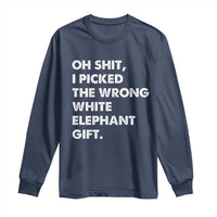 Oh Shit Funny White Elephant Gifts Long Sleeve Shirt - Wonder Print Shop