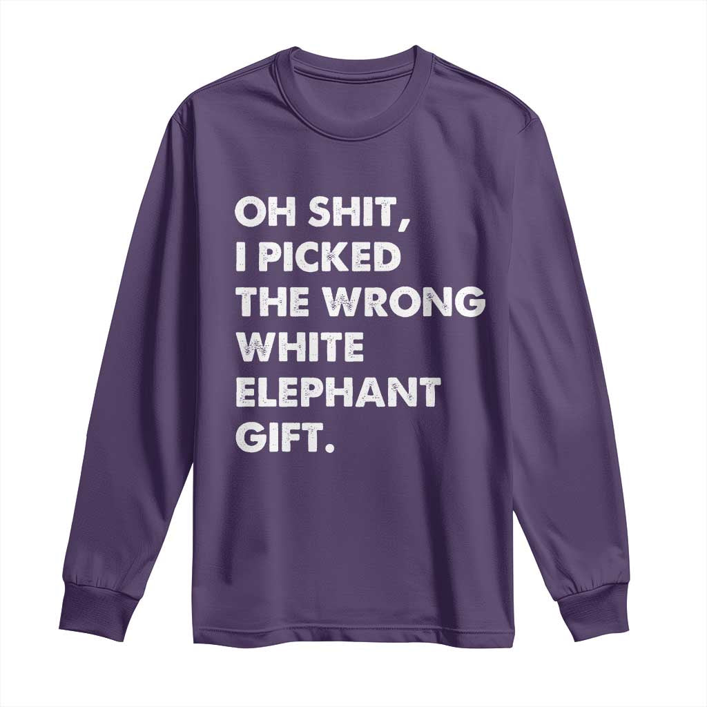Oh Shit Funny White Elephant Gifts Long Sleeve Shirt - Wonder Print Shop