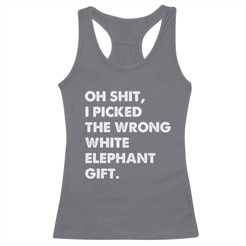 Oh Shit Funny White Elephant Gifts Racerback Tank Top - Wonder Print Shop